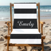 Serviette De Plage Motif Moderne De Grandes Blancs Et Noires