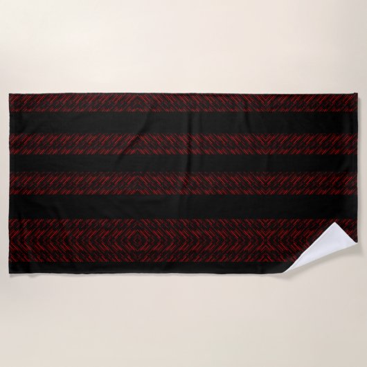 Serviette De Plage Motif moderne rouge et noir (Devant)