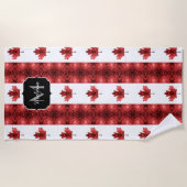 Serviette De Plage Motif Monogramme du drapeau du Canada (Devant)