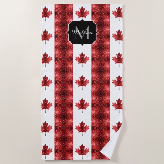 Serviette De Plage Motif Monogramme du drapeau du Canada (Devant)