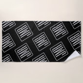 Serviette De Plage Motif monogramme moderne | Noir & Blanc (Devant)