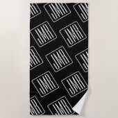 Serviette De Plage Motif monogramme moderne | Noir & Blanc (Devant)