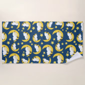 Serviette De Plage Motif mouton, Mouton couché, Lune, Étoiles (Devant)