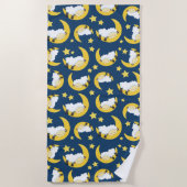 Serviette De Plage Motif mouton, Mouton couché, Lune, Étoiles (Devant)