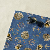 Serviette De Plage motif nautique bleu (En situation)