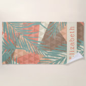 Serviette de plage motif nom de vacances tropicale (Devant)