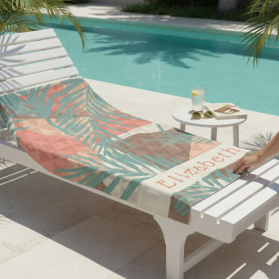 Serviette de plage motif nom de vacances tropicale