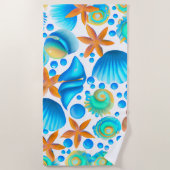 Serviette De Plage Motif océanique de coquillages et de sébastes (Devant)