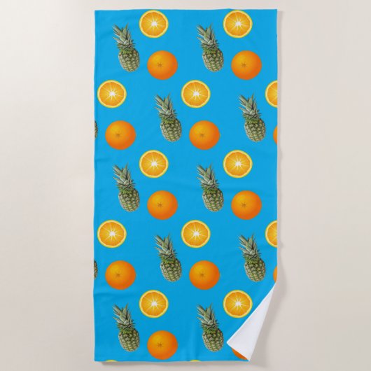 Serviette De Plage Motif orange de fruits tropicaux (Devant)