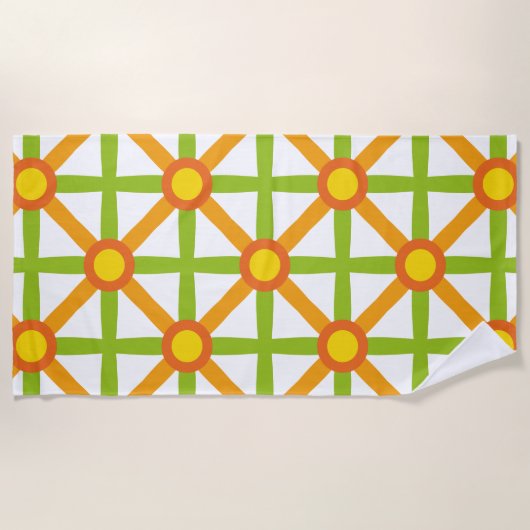 Serviette De Plage Motif orange et jaune inspiré par Retro (Devant)