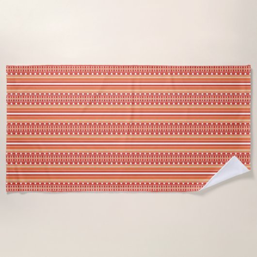 Serviette De Plage Motif orange et rouge (Devant)