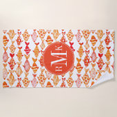 Serviette De Plage Motif orange lumineux de poissons d'aquarelle (Devant)