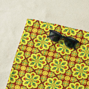 Serviette De Plage Motif oriental rouge jaune ottoman turc Tulip