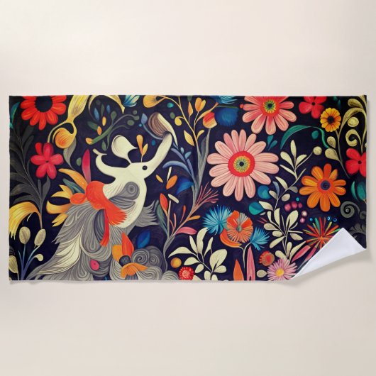 Serviette De Plage Motif Otomi couleur Whimsical (Devant)