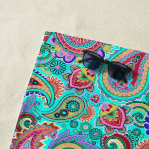 Serviette De Plage Motif Paisley de couleur vive