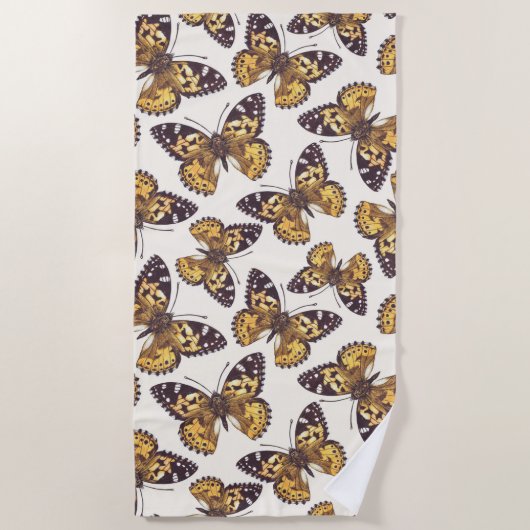 Serviette De Plage Motif papillon de femme peinte (Devant)