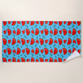 Serviette De Plage Motif Pastèque Sur Fond Bleu (Devant)