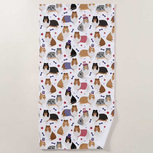 Serviette de plage Motif Patriotic Rough Collie (Devant)