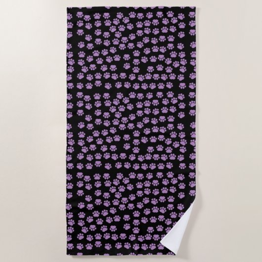 Serviette De Plage Motif Paw, Paws Violets, Paws Chiens, Paws Animaux (Devant)