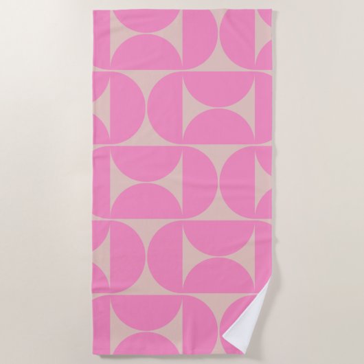Serviette De Plage Motif Peach Moderne Du Milieu Du Siècle Et Pink Pr (Devant)