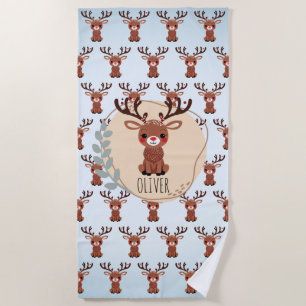 Serviette De Plage Motif personnalisé de renne mignon