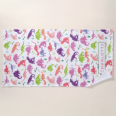 Serviette De Plage Motif Personnalisé Dinosaur (Devant)