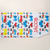 Serviette De Plage Motif personnalisé mignon d'avions, de trains et (Devant)