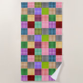 Serviette De Plage Motif plaid multicouleur En vichy Patchwork (Devant)