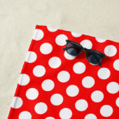 Serviette De Plage Motif pois blanc élégant personnalisé rouge (En situation)