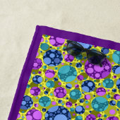 Serviette De Plage Motif pois rose bleu Turquoise - (En situation)