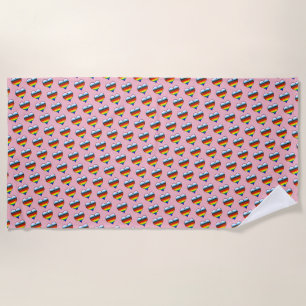 Serviette de plage Motif Rainbow Heart