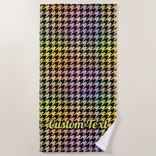 Serviette De Plage Motif Rainbow Houndstooth (Devant)