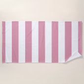 Serviette De Plage Motif rayé blanc de rose en pastel (Devant)