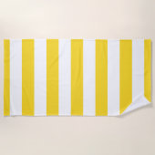 Serviette De Plage Motif rayé blanc jaune lumineux (Devant)