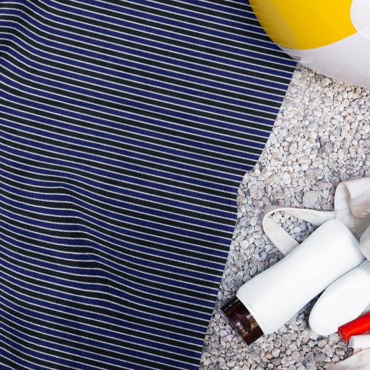 Serviette De Plage Motif rayé bleu de la marine noire moderne