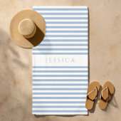 Serviette De Plage Motif rayé bleu moderne