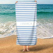 Serviette De Plage Motif rayé bleu moderne