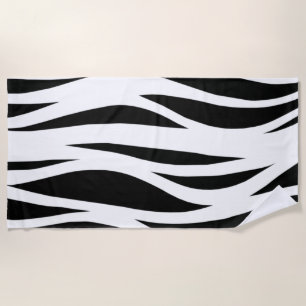 Serviette De Plage Motif rayé noir et blanc