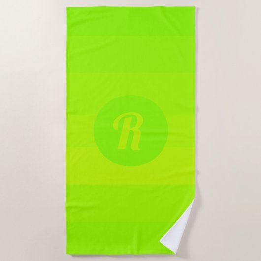 Serviette De Plage Motif rayé vert jaune vif (Devant)