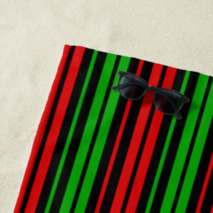 Serviette De Plage Motif rayures noir rouge vert