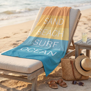 Serviette De Plage Motif rayures personnalisé joyeux lumineux soleil