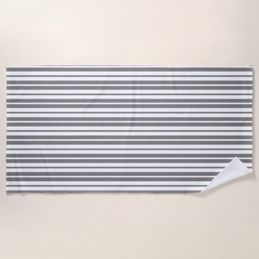 Serviette De Plage Motif rayures verticales blanches grises (Devant)