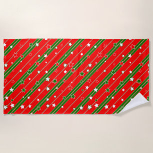 Serviette De Plage Motif Red et Green Christmas Star