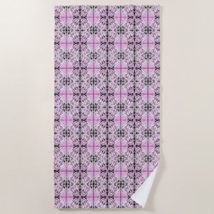 Serviette De Plage Motif Répétitif Abstrait Bouclé Blanc Noir Rose 