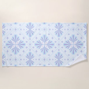 Serviette De Plage Motif répétitif floral géométrique bleu pastel