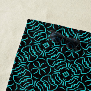 Serviette De Plage Motif Répétitif Sans Couture En Turquoise Sur Fond