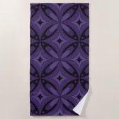 Serviette De Plage Motif Rétro de Couleur Violet Foncé (Devant)