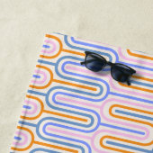 Serviette De Plage Motif Retro Super Pastel Lines Personnalisé (En situation)