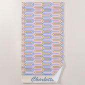 Serviette De Plage Motif Retro Super Pastel Lines Personnalisé (Devant)