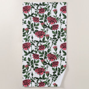 Serviette De Plage motif rose